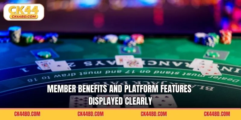 Member benefits and platform features displayed clearly